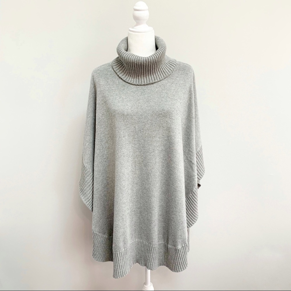 J. Jill | Gray Cowl Neck Knit Poncho Sz S